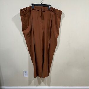 NWT J.Crew women's plus size high-rise wide-leg pants in a brown buckle size 24